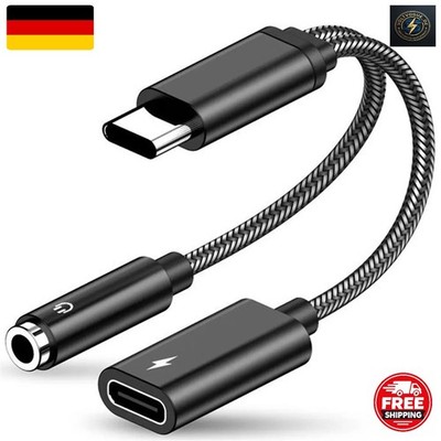 2 IN 1 Audio Charger Splitter Type C Aux Headphone Jack USB C to 3.5mm Adapter
