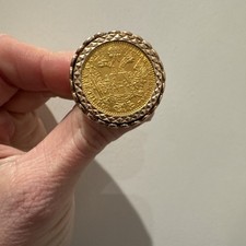 Austrian 1 ducat Solid gold coin 1915, 13g carat Gold. Sovereign ring