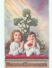 Pre-Linen Easter religious KIDS PRAYING TO GOD AB4093