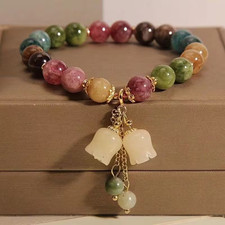 A Vibrant Natural Stone Bracelet Stretchable about 5-7 inch