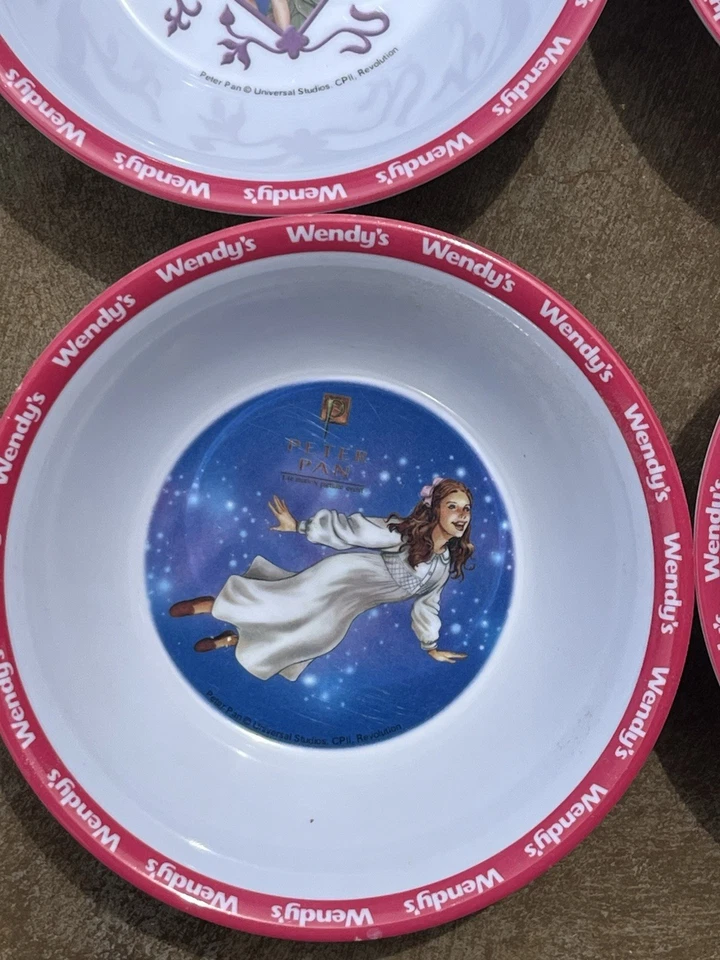 2003 4X WENDY’S Peter Pan Melamine Bowls Cpt Hook, Peter Pan, Wendy, Tinkerbelle - image 3 of 4