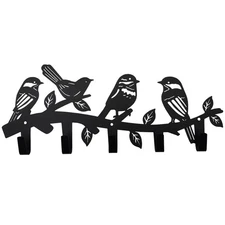 Metal Bird Coat Hooks Wall Art Decor-Bird Hangers and Key Holder-Animal Theme...