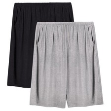 2 Pack Men's Pajama Shorts Large Light Gray black Rayon Drawstring Casual