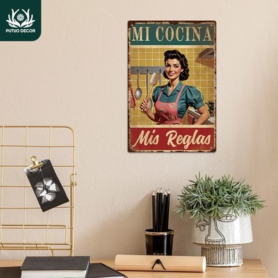 Mi Cocina Mis Reglas Spanish Kitchen Tin Metal Signs Home Décor 8x12