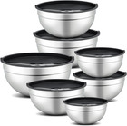 7 Piece Mixing Bowl Set, Mixing Bowls with Lid, Stainless Steel Mixing Bowls for