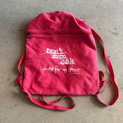 Vintage 90s pink and white ''Don't Even Ask'' tote back with backpack straps