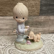 Precious Moments Praise The Lord Anyhow Boy Dog Ice Cream Figurine 1976 Enesco