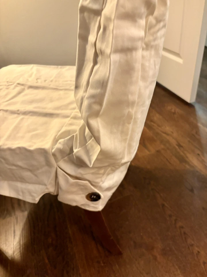 4 Pc.  Parson Chair Covers – Neutral Beige Cream Cotton - STILL IN PACKAGES - Image 3 of 4