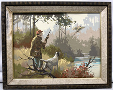 Vintage Craft Master Paint by Number Sportsmen Pheasant Hunting Dog Art Painting