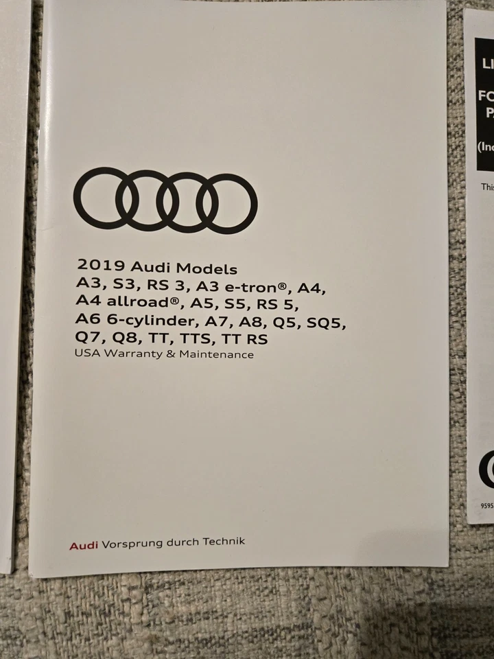 2019 AUDI Q5 OWNER MANUAL BOOKS SET WITH CASE OEM SERVICE AND WARRTY GUIDES - Image 4 of 4