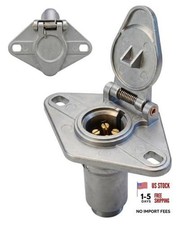 4-Pin Round Trailer Connector - Vehicle-Side Weather-Resistant 4 Way Trailer