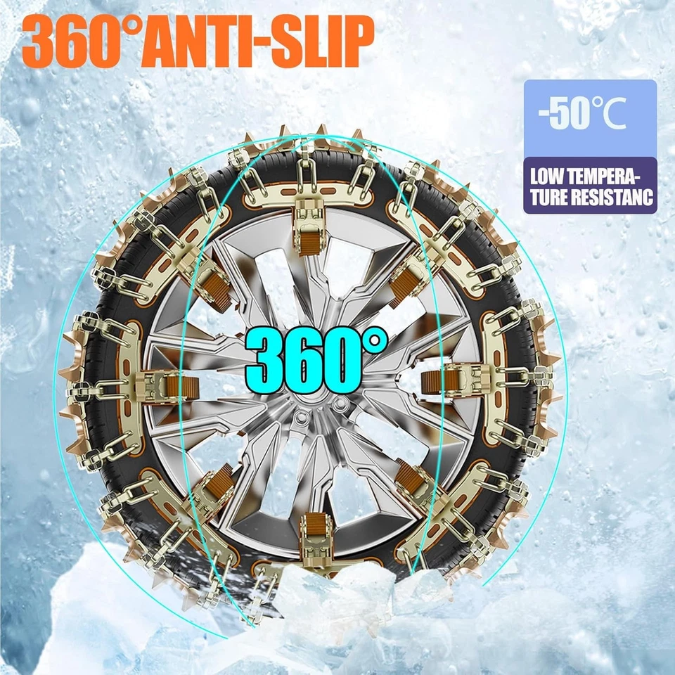 Universal Steel Tire Snow Chains Car SUV Pickup Wheel Ice Heavy Duty Anti-Skid - Image 3 of 4