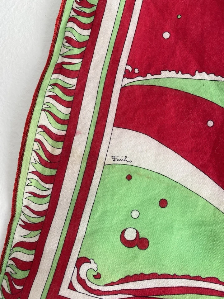 EMILIO PUCCI Colorido Algodón Mujer Bufanda 17"/17" Estampado Pescado BUEN ESTADO Foto 2 de 4