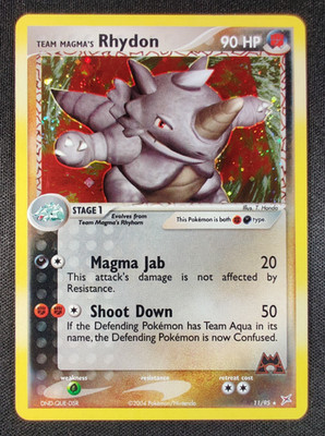 2004 Pokemon EX Team Magma Vs Team Aqua RHYDON #11/95 Holo Foil NM/Mint