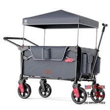 Wagon Stroller for 2 Kids, Compact One Folded Size: 27.5" x 9" x 16" Dark Grey