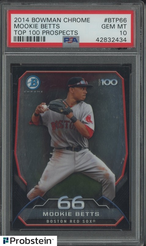 2014 Bowman Chrome Top 100 Prospects #BTP66 Mookie Betts RC Rookie PSA 10