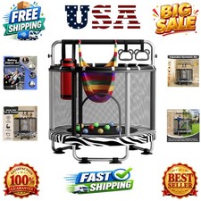55" Trampoline for Kids with Enclosure, 440lbs Capacity Indoor Outdoor Todd...