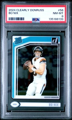 2024 PANINI CLEARLY DONRUSS #56 BO NIX ROOKIE RC PSA 8