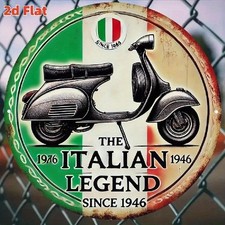 Blechschild rund Italian Legende Vespa Nostalgie Vintage Metallschild TEL2629