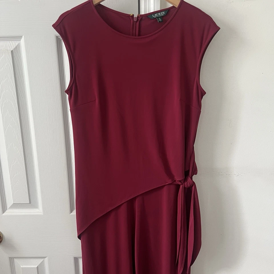 Mono Lauren Ralph Lauren Hirisha Borgoña Joya Cuello Pierna Recta Talla M Foto 4 de 4