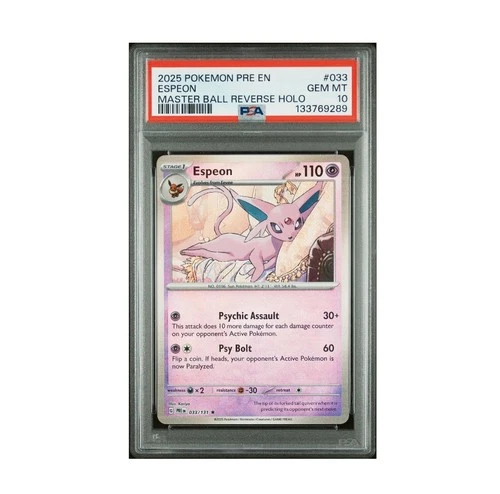 Espeon Master Ball Pattern 033/131 Pokemon TCG Prismatic Evolutions Holo Psa 10