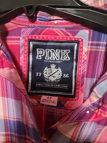 Victoria's Secret PINK Gr. Small KARIERTES KLEID/TOP MIT KREMPELVERSCHLUSS VORNE - Bild 2 von 6