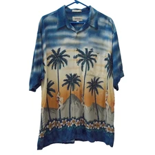 CAMPIA Men's Pinup Girls Climbing Palm Trees Short Sleeve Hawaiian Shirt Sz XL
