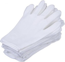 White Cotton Gloves Medium 7.5" for Jewelry, Coin Handling, CD/DVD, Moisturizing