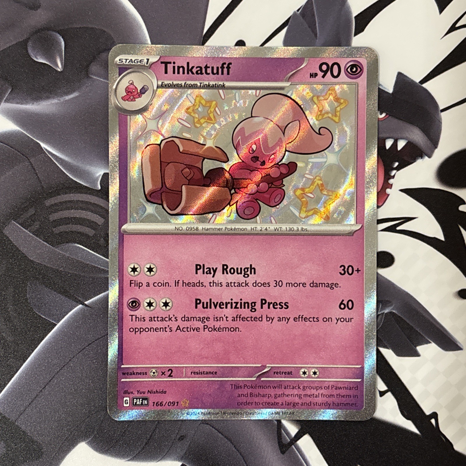 🔥Pokemon NM Holo Tinkatuff 166/091 Shiny Rare SV: Paldean Fates NM+🔥