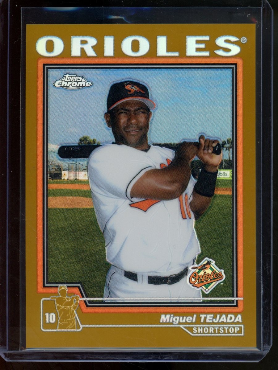 2004 Topps Chrome Miguel Tejada Gold Refractor #375