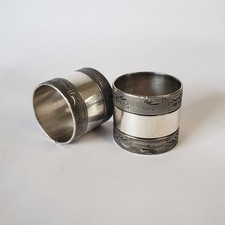 Pair of Two Antique French Silver Plate Napkin Rings