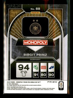 2026 Panini Prizm Monopoly FIFA World Cup #88 Birgit Prinz Red