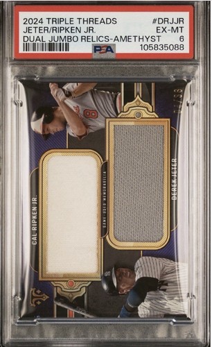 Derek Jeter Cal Ripken Jr. orioles yankees PSA 6 GAME WORN DUAL PATCH  