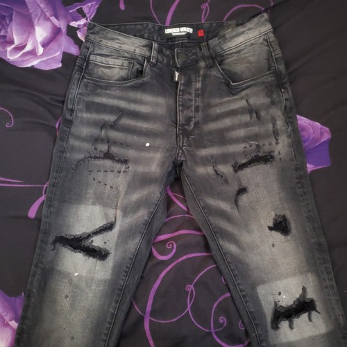 Jeans Lorenzo Veratti uomo denim effetto invecchiato vita media logo elasticizzato taglia 28 nero - Foto 5 di 18