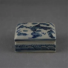 Chinese Old Porcelain Ming Dynasty Blue and White Phoenix Pattern Inkstone Box