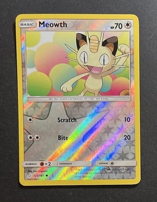 Pokemon Meowth 125/181 Reverse Holo Team Up Near Mint