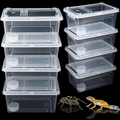8 Pcs Reptile Breeding Box Plastic Spider Terrarium Tarantula Feeding Box for Be