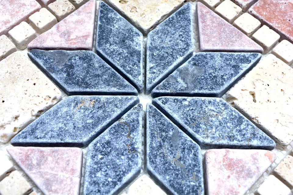 Rosone Travertino Pietra Naturale Antico Rosso Nero Dekor WBRos-74034 1Matte - Image 2 of 3