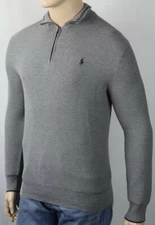 Polo Ralph Lauren Grey 1/2 Half Zip Pima Mesh Sweater Green Pony NWT