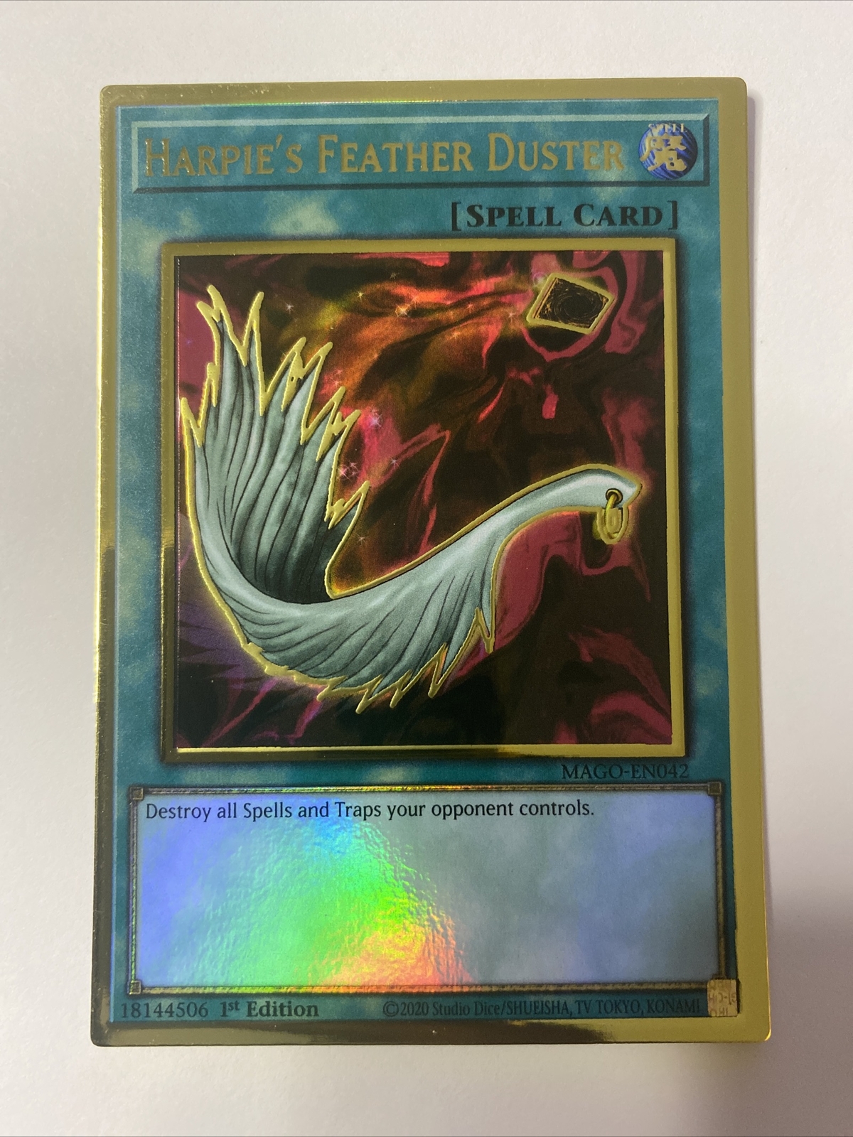 Yugioh Harpie’s Feather Duster MAGOEN042 Gold Rare 1st Edition NM eBay