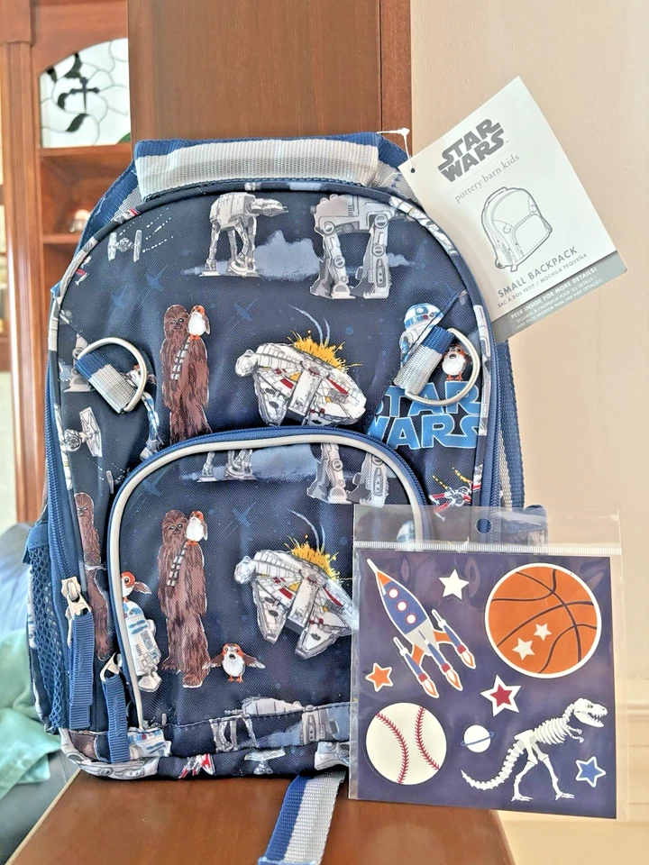 Pottery Barn school Disney STAR WARS BACKPACK Solo Mandalorian Grogu Travel + , - Image 3 of 4