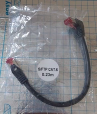 Cat6 Cable 90 Degree Right Angle Shielded S/FTP 0.23m 23CM .75FT Male To Male