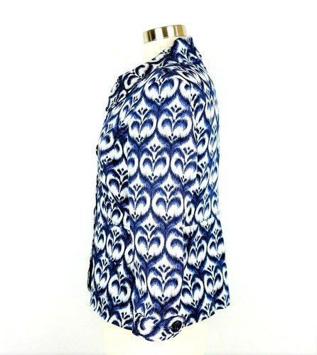 Ellen Tracy Women's 12 Blue & white floral blazer 3/4 sleeve stretch suit jacket - Picture 3 of 10
