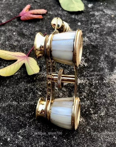 Antique Vintage Opera Glasses Binoculars White Mother of Pearl & Handle Gift - Picture 3 of 4