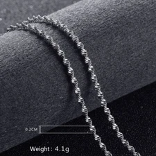 925 Silver Plated Chain Double Water Wave Necklace Ring Lock Women Jewelry 16-24