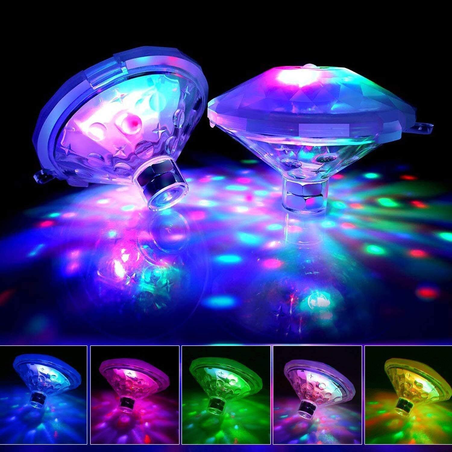 7 Modos Luces LED para Bañera Lámpara para Piscina Cambio de Color Funciona con Pilas 3 Colores