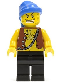 Lego Pirate Vest and Anchor Tattoo 6243 852750 Black Legs Pirates II Minifigure
