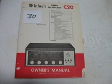 McIntosh C-20 Original Owners Manual