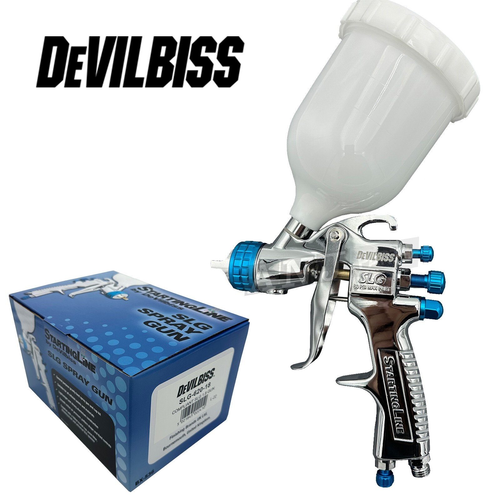 Gravity Feed 1.8mm Compliant Spray Gun Devilbiss SLG-620 with Gun Cleaning Kit