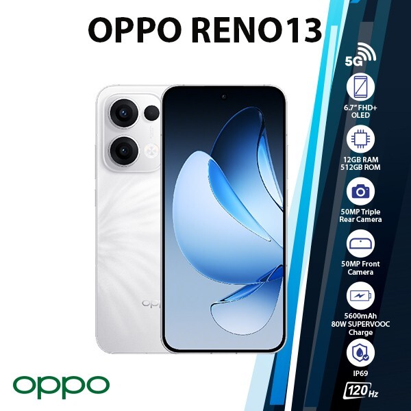 OPPO Reno13 5G Android Cell Phone (White/12GB+512GB/Unlocked